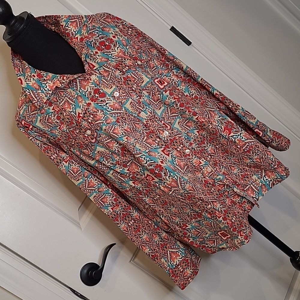 Jones New York sz 2X button front collared shirt, colorful